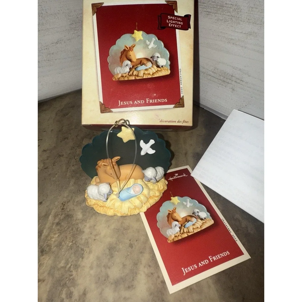 Hallmark 2002 Keepsake‎ Ornament Jesus & Friends Nativity Animals Light Up